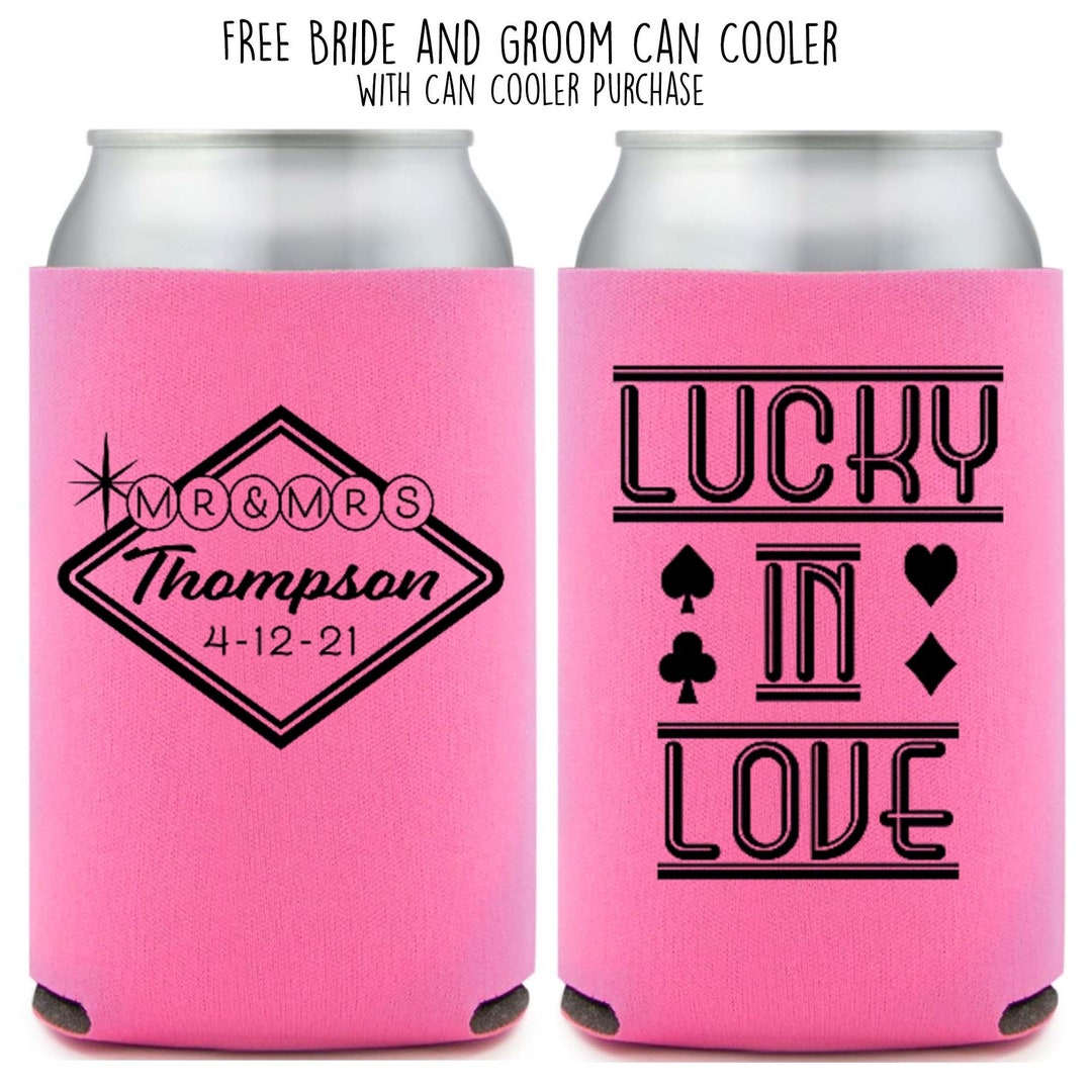 Custom Las Vegas Wedding Can Coolers Wedding Can Cooler Beer Etsy