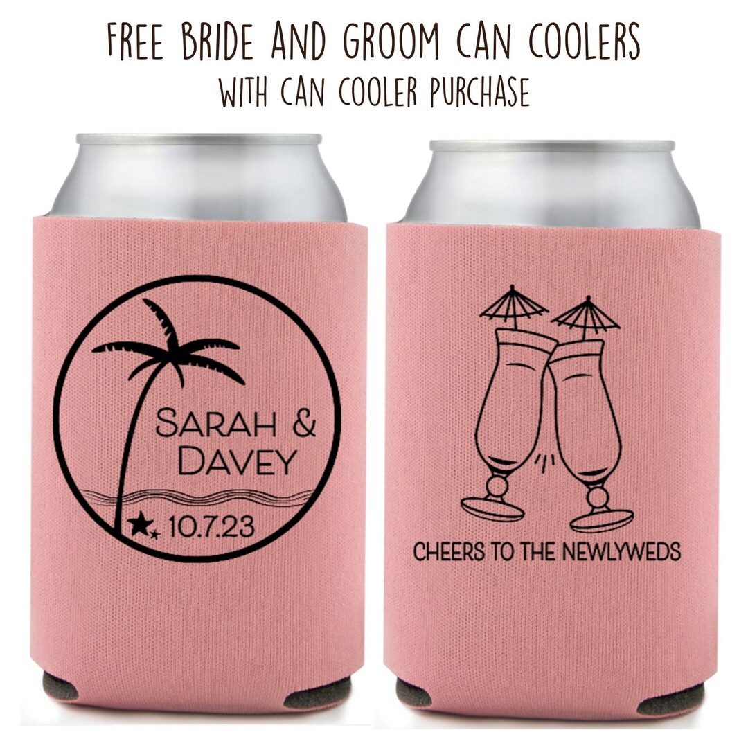 Custom Beach Wedding Can Coolers Wedding Can Cooler Beer Holder Beach