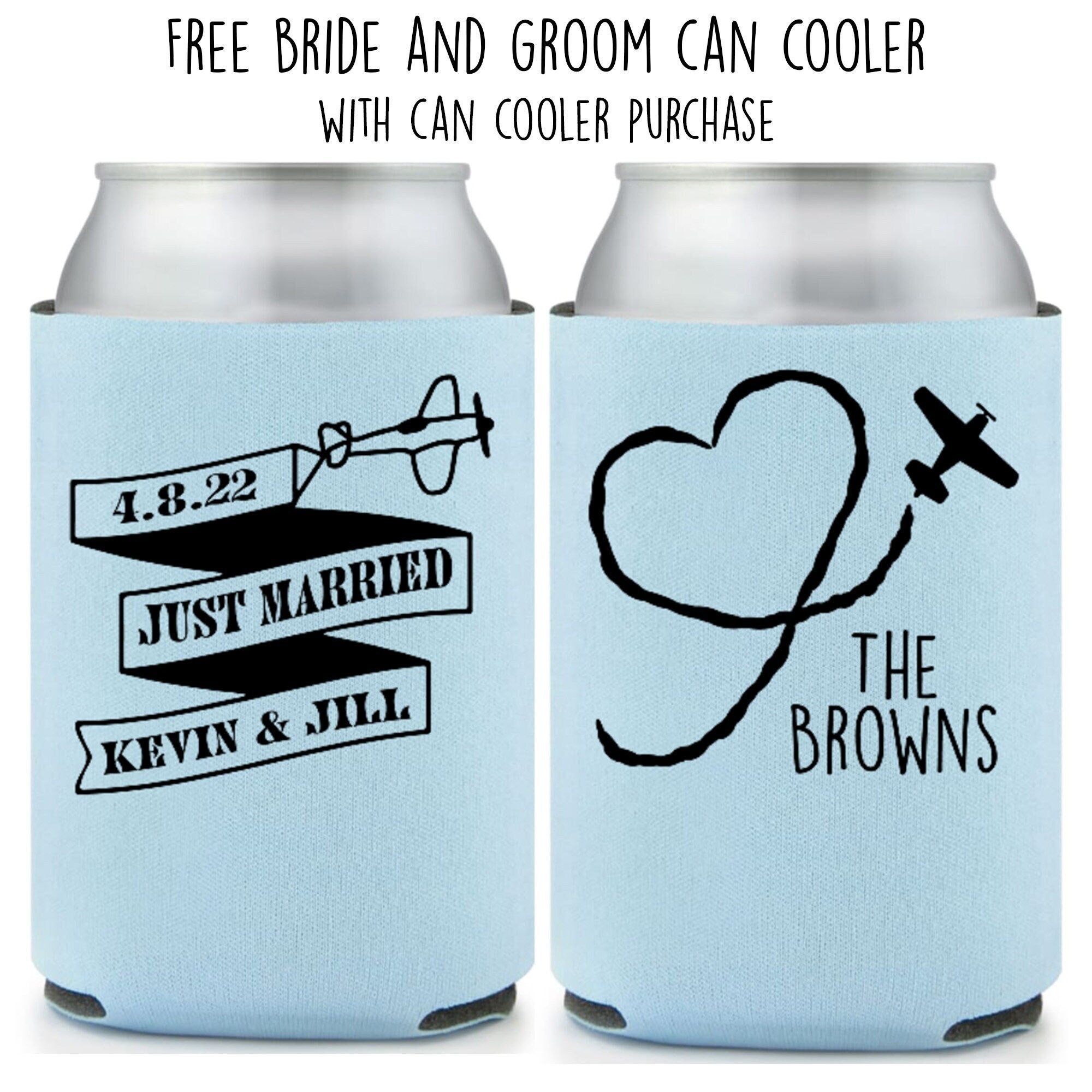 Custom Airplane Wedding Can Coolers Wedding Can Cooler Aviation Beer