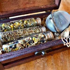 Self Care Herbal Tea & Tea Ball Box Set / AnxieTea , PositiviTea , ImmuniTea / Personalized Gift Set