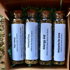 Revitalizing Self Care Sampler Set . Herbal Tea Sampler . Gift Set . Pain Away / ImmuniTea / Allergy Aid / Bellyache Be Gone image 2