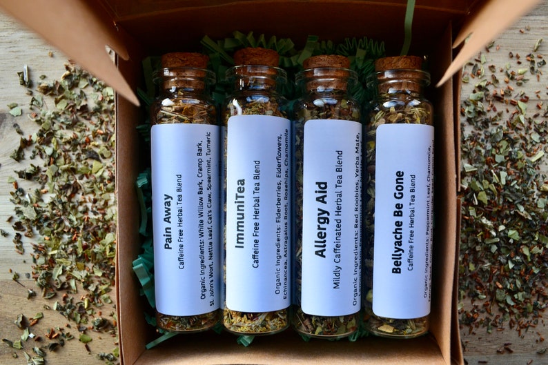 Revitalizing Self Care Sampler Set . Herbal Tea Sampler . Gift Set . Pain Away / ImmuniTea / Allergy Aid / Bellyache Be Gone image 2