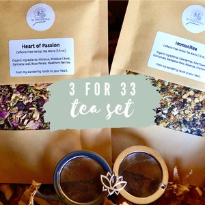 Self Care Set ( 3 for 33 ) 2 Herbal Teas and 1 Tea Ball | Customizable Herbal Tea Set and Tea Ball | Personalized Tea Lover Gift |
