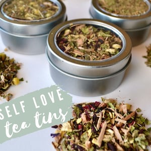 Self Love Tea Tin Sampler | AnxieTea, Lose the Weight (Of Opinions), PositiviTea | Herbal Tea Sampler Set