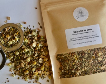 Bellyache Be Gone | Caffeine Free Organic Loose Leaf Herbal Tea Blend - 1.5 oz | Comforting Tea | Ayurvedic Tea