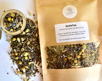 AnxieTea | Caffeine Free Organic Loose Leaf Tea Blend - 1 oz. |  Calming Herbal Tea | Relaxing Herbal Blend | Self Care