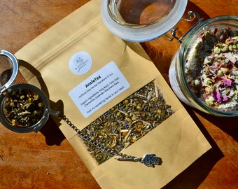 Self Care Set (3 for 30): Herbal Tea , Tea Ball , Oatmeal Milk Self Care Bath Salt | Customizable Self Love Gift .