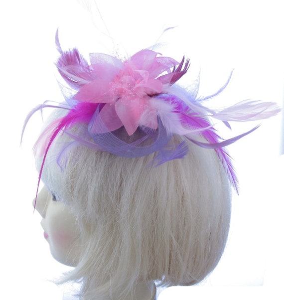 Lilac and Pink Fascinator Comb Weddings 
