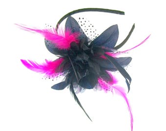 Navy and hot pink fascinator headband, Special Events,Races, Weddings