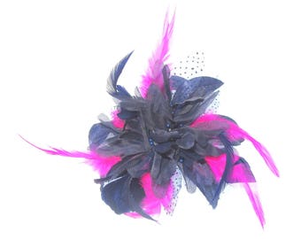 navy and hot pink hair comb, fascinator, weddings, races, special events