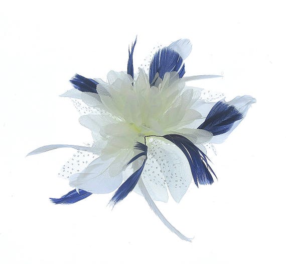 prom for weddings races Navy blue flower fascinator on a comb