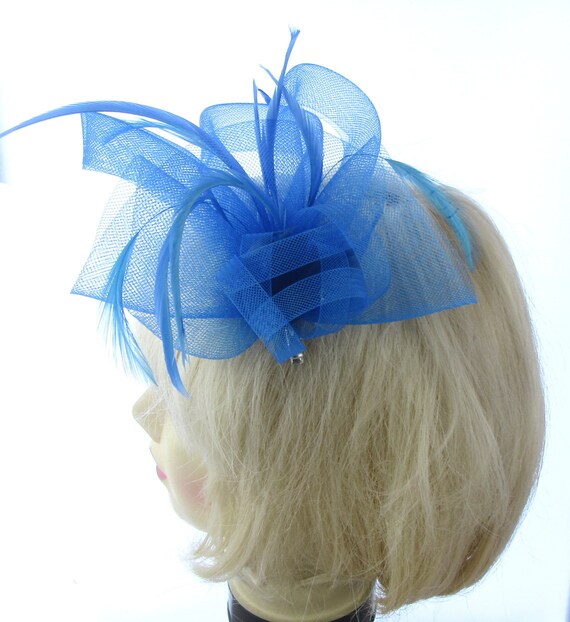 Navy blue mesh and feather fascinator headband prom ladies day Accessories Hats & Caps Fascinators & Mini Hats races weddings 
