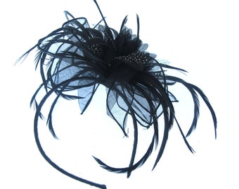 All black fascinator headband weddings, races prom
