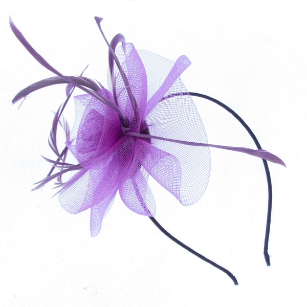 Purple swirl fascinator headband, weddings, races, prom ladies day