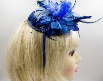 little tonal blue juliet cap and headband fascinator, weddings, races,prom