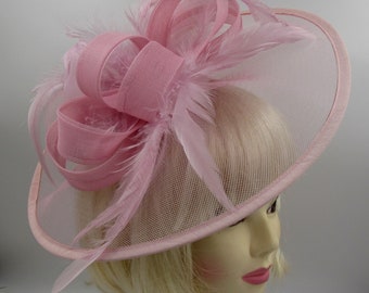 Large dusky pink fascinator hat ,weddings, races, prom ladies day