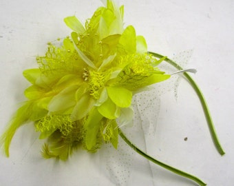 Bright yellow and white fascinator flower headband, weddings, races, chruch festival ,prom