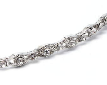 1mm wide crystal decorated Aliceband  Silver coloured metal aliceband embellished with crystal detail