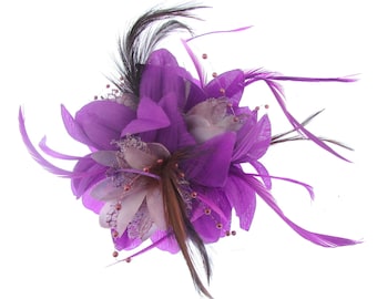 Purple fascinator clip for Weddings, Special events
