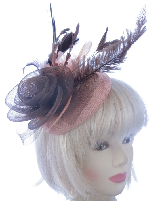 Peach and Brown Fascinator Hatinator 