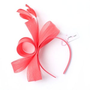 Coral looped fascinator band weddings, races, prom