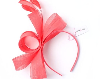 Coral looped fascinator band weddings, races, prom