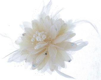 beaded  sparkle flower fascinator comb, weddings, races prom ladies day