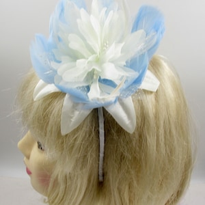 Off white and light blue fascinator flower headband , weddings, races, prom , ladies day