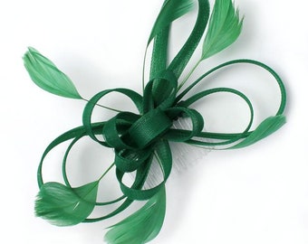 pettine fascinator ad anello verde foresta, matrimoni, gare, ballo di fine anno