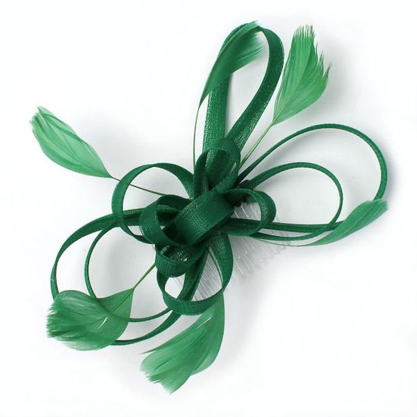 forest green looped fascinator comb,weddings, races,prom