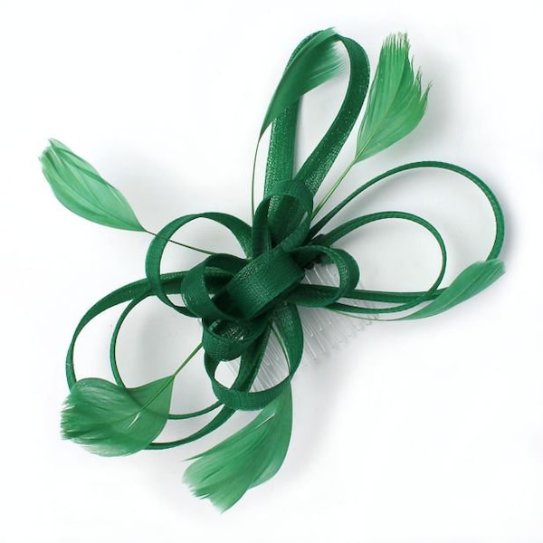 Peigne de fascinateur en boucle vert forêt, mariages, courses, bal