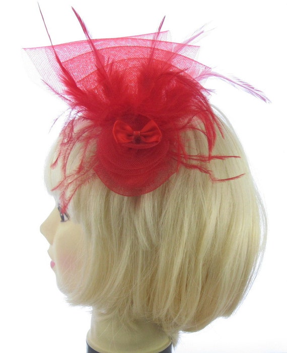 Bendable Wire Full Fluffy Feather Clip Fascinator Wedding Ascot Races Statement 