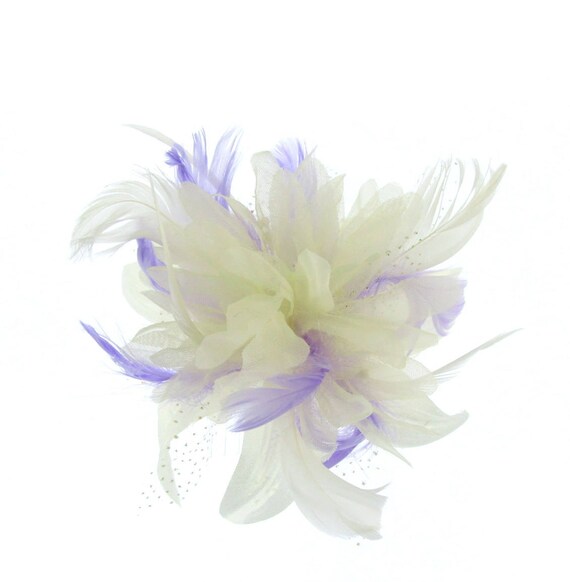 Off White and Lilac Fascinator Comb 