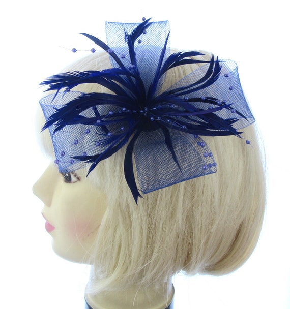 Navy and Purple Fascinator Clip and Pin 
