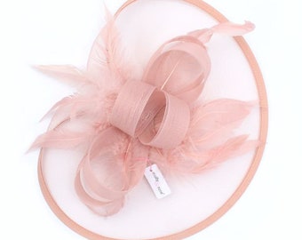 NEW Pink layered flower fascinator ribbon wrap alice headband wedding races prom 