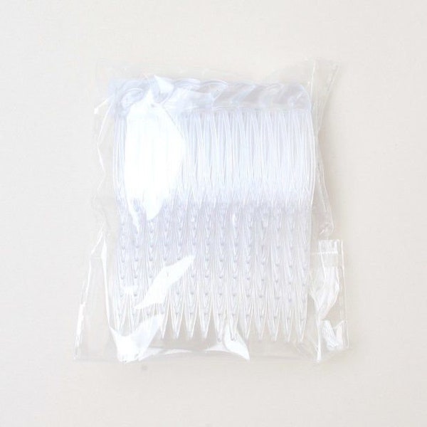 Pack of 12 clear hair combs for fascinator making, bridal hair slides 7cm