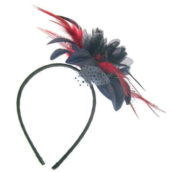 Dunkelblaue und rote Fascinator Blume auf Einem Stirnband, Hochzeiten, Rennen, Damentag