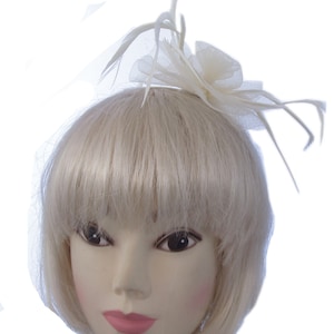 Cream swirl mesh and feather headband fascinator , weddings, races, prom image 2