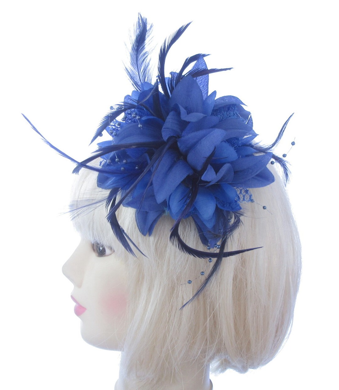 Large Royal Blue Hair Fascinator Clip Weddings, Races, Prom Ladies Day Church Etsy