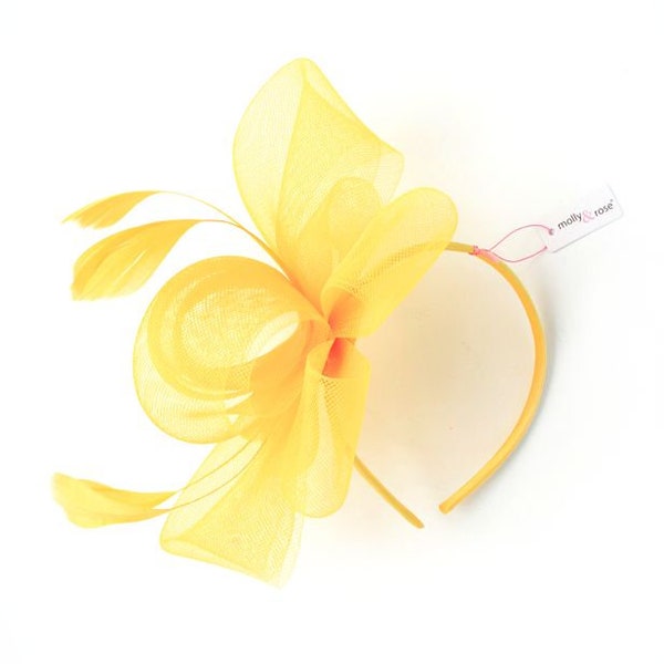 Bright easter yellow fascinator headband,weddings, races, prom,ladies day