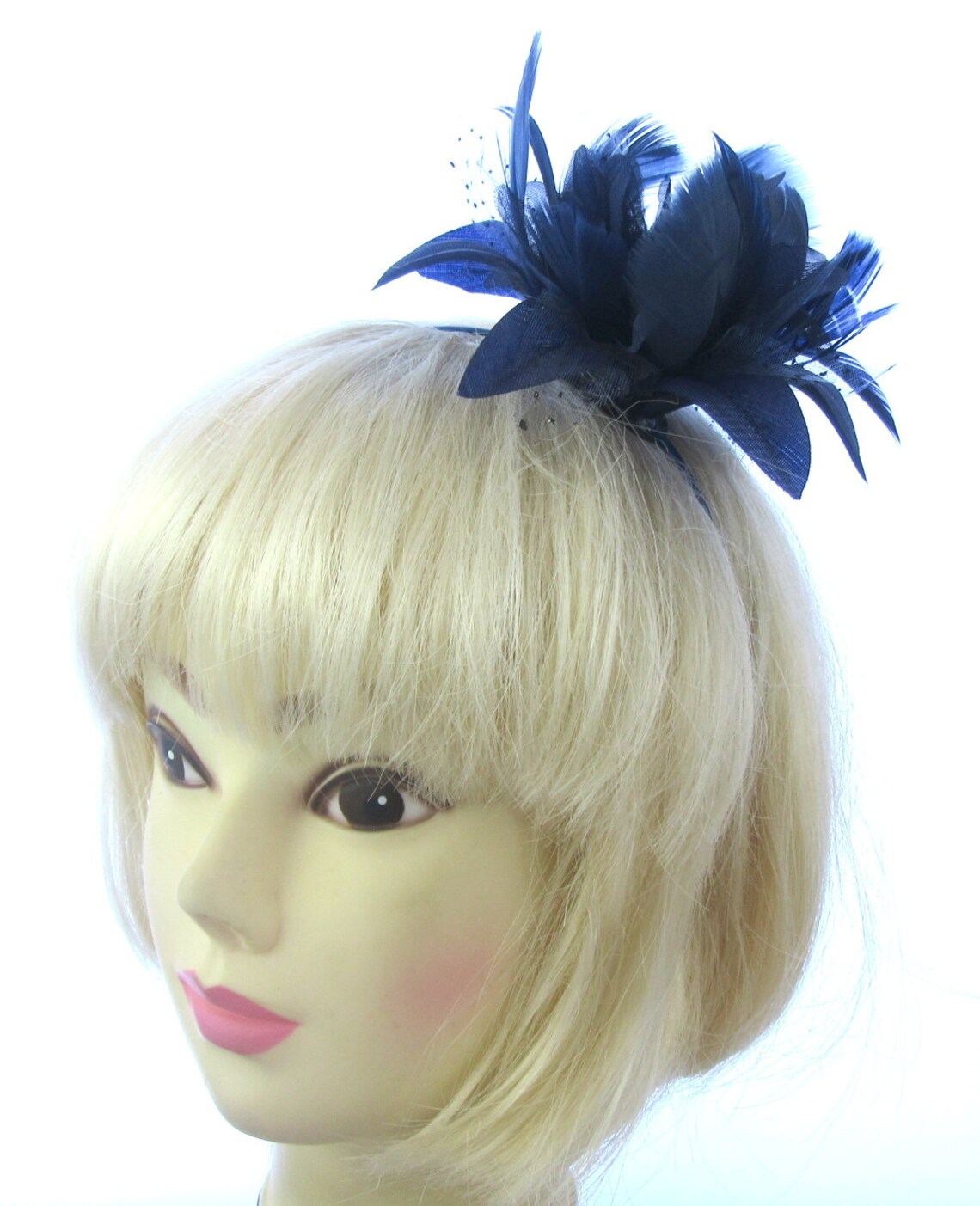 Navy fascinator headband weddings races ladies day or prom Etsy