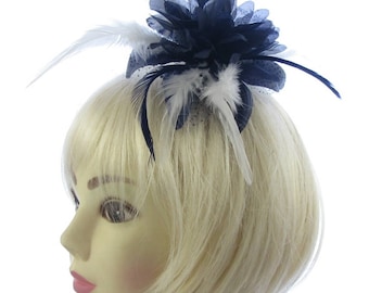 Navy and white  fascinator comb, Weddings, Races, Ladies day