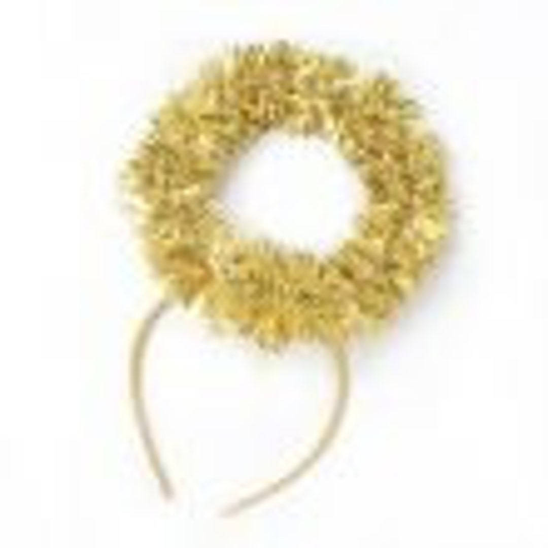 Gold Tinsel Angel Halo on a Narrow Glitter Aliceband With Etsy