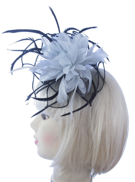 satelliet ironie vacuüm Black and Silver Grey Hair Fascinator Clip Weddings Races . - Etsy