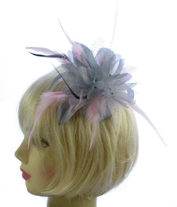 Silver and pink fascinator Clearance