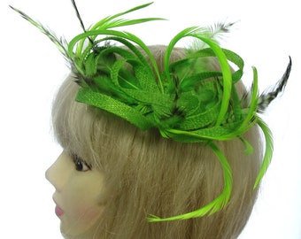 Grüner Sinamay Fascinator-Clip Hochzeiten, Rennen, Abschlussball Damen Tag