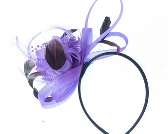 Fascinateur violet et lilas heaband mariages, courses, bal de promo