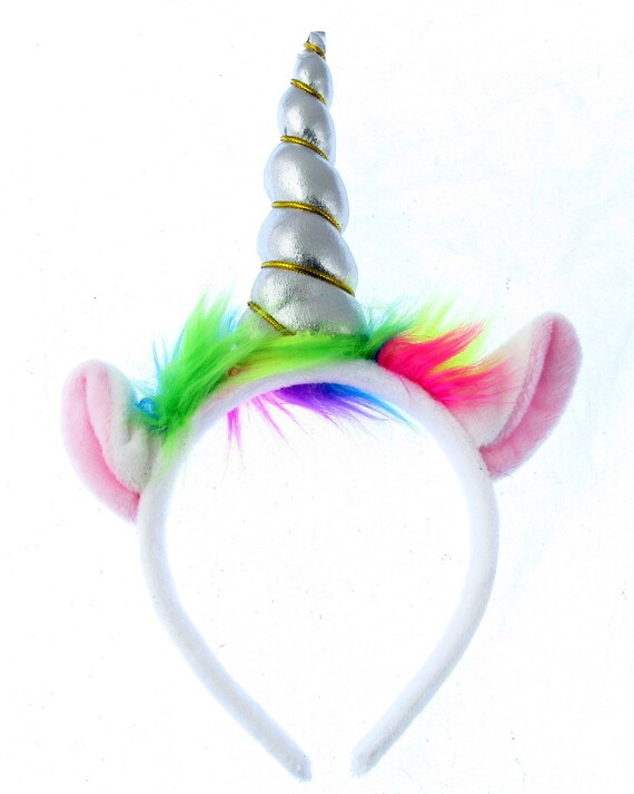 Unicorn Head Band With Silver Horn 