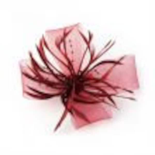 Burgundy fascinator clip and brooch pin ,weddings, races, prom ladies day