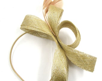 Gouden sprankelende fascinator hoofdband Royal Ascot, bruiloften, damesdag